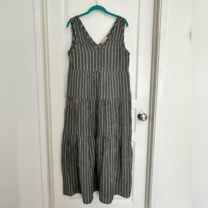 Marine Layer Corrine Double Cloth Tiered Gauze Maxi Dress Grey/White Small